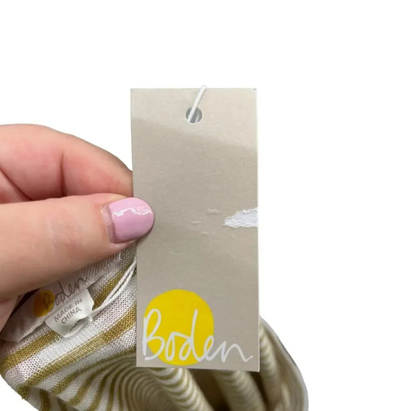 Boden Ottilie Linen Jersey Top Gold Ivory Stripe Size US 14 - Picture 10 of 12